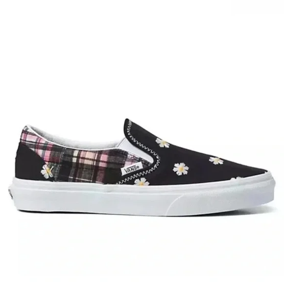 NWOT! VANS Floral Plaid Slip-on Sneakers. Size 8.5 - Picture 2 of 8